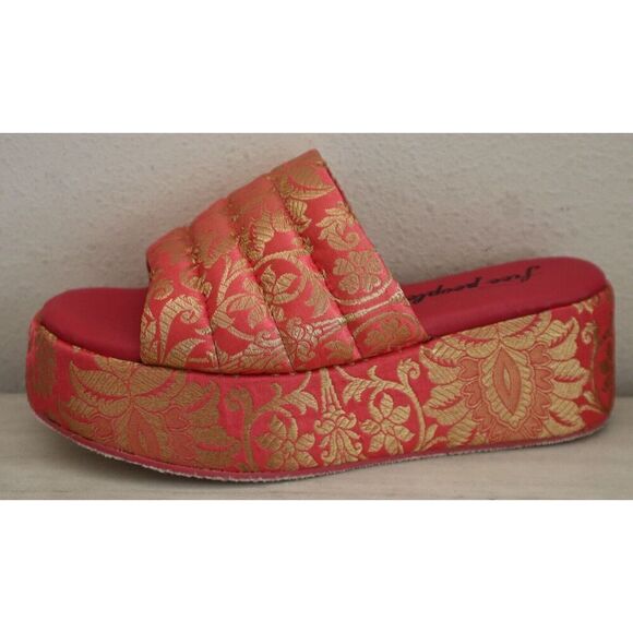 Free People Women's Sz 38.5 US 8.5 Coral Almost Paradise Platform Sandals - Picture 9 of 12